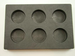 3 oz x 6 runde Goldbarren hochdichte Graphitform 6 Hohlräume - Silbermünzen - Bild 1 von 4