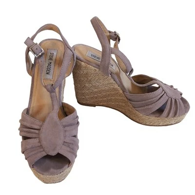 Sandalias de cuña Steve Madden Mammbow gamuza topo alpargata talla 7,5 Foto 1 de 4
