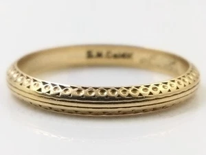 Vintage 14K Gelbgold Art Deco geätzt Ewigkeit Ehering Ring 6 FZZ - Bild 1 von 5