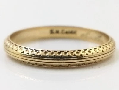 Vtg 14K Yellow Gold Art Deco Etched Eternity Wedding Band Ring 6 FZZ - Image 1 of 4