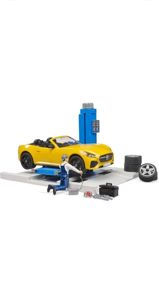 BRUDER 62112 - Bworld Centro assistenza auto con Roadster - 1 16 officina mecca