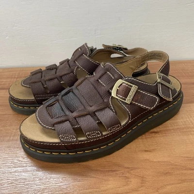 Sandalias de pescador Dr Martens Docs 8092 para hombre talla 13 de cuero marrón punta abierta EE. UU. Foto 1 de 4
