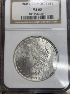 1878 Morgan Silver Dollar NGC MS-63 7TF - Picture 1 of 2