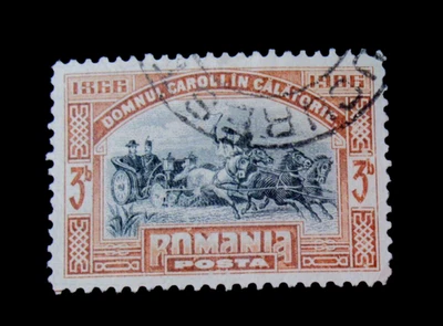 Estampillas de Rumania Scott 177 príncipe en carro real Carol I 1906 usadas NG Foto 1 de 2