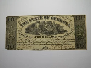 Billete de banco moneda obsoleta Milledgeville Georgia GA $10 1864! State of GA - Imagen 1 de 2