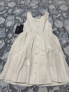 Ralph Lauren Beautiful White Dress For Girls Size 6 Lined Waffle Textured NWT - Picture 1 of 13