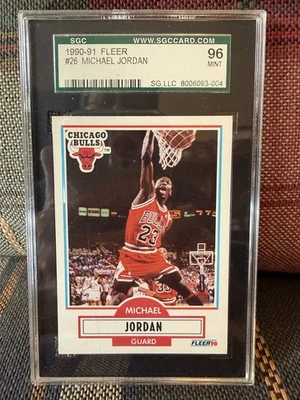 Michael Jordan Bulls Guard 1990-91 Fleer Basketball Card #26 SGC 96 Mint  - Image 1 of 2