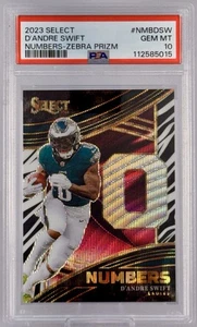 POP 1 - 2023 SELECT D'ANDRE SWIFT NUMBERS-ZEBRA PRIZM SP PSA 10 PHI EAGLES - Picture 1 of 7