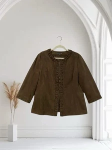 Preston & York Jacket Women’s Size 14 Faux Suede Open Front Lightweight - Picture 1 of 20