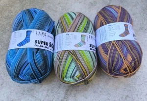 Three skein Lang socks yarns for hand knitting 100 g, Italy - Picture 1 of 8