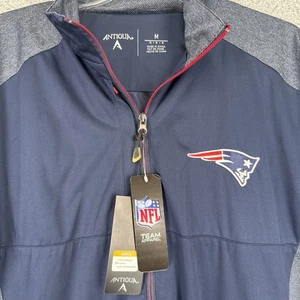 New England Patriots Antigua Revolve Jacket Mens Medium Lined Stretch Blue/Gray - Picture 1 of 10