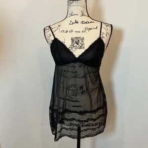 Babydoll de encaje negro Gilligan & OMalley Chemise lencería transparente ropa para dormir pequeña - Imagen 1 de 5