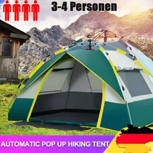 Camping Zelt Kuppelzelt 3-4 Personen Automatik Pop up Zelt Wurfzelt Wasserdicht - Bild 1 von 27
