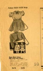 1940er Versandhaus Muster 9475 Mädchen zweiteiliges Kleid und Bolero Jacke Größe 10 - Bild 1 von 2