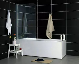 Badewannenaufsatz, oben abgerundet Duschwand Glas Spritzschutz Wanne - Bild 1 von 3