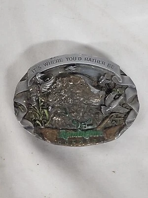 Fivela de estanho vintage dos anos 1970 Remington Country - “É onde você prefere estar” - Imagem 1 de 4