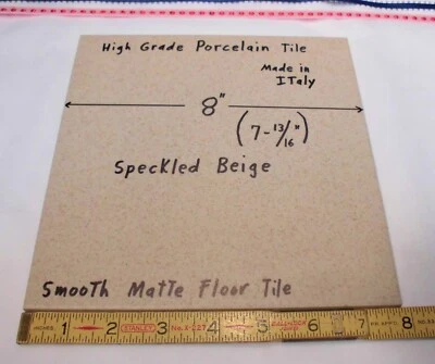 1 pc. Speckled: Smooth Porcelain Floor Tile 8" X 8"  Light Beige + Gold Specks - Image 1 of 4