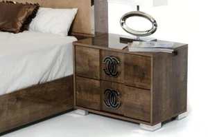 20 Mdf  Veneer  And Chrome Nightstand - Picture 1 of 4