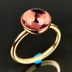 Pandora 14k Pink Poetic Droplet Cabochan Blush Yellow Gold Ring Size 7.5 - Picture 1 of 10