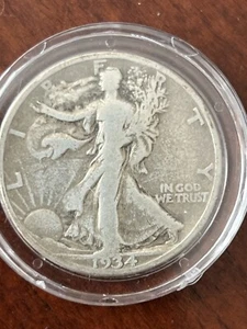 1934 S Walking Liberty Half Dollar in protective case - Picture 1 of 3