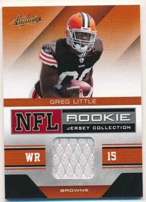 GREG LITTLE 2011 ABSOLUTE MEMORABILIA #14 RC ROOKIE JERSEY PATCH BROWNS MINT B - Image 1 of 2