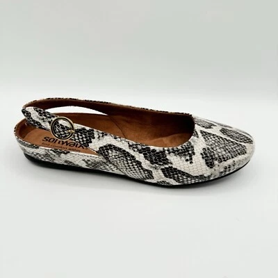 Zapatos planos Softwalk Sandy Ballet gris negro blanco estampado de serpiente talla 8,5 ancho Foto 1 de 4