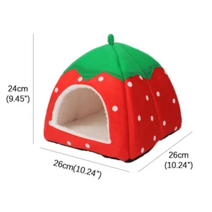 Red Guinea Pig Small Animal Bed Snuggle Pouch Cuddle Sack Strawberry Sleep Bag - Photo 1/4