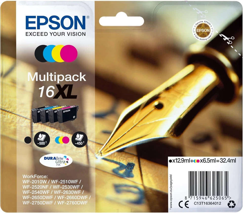Epson 16XL Cartuccia di Inchiostro Multipack - Nero, Ciano, Magenta e Giallo - Immagine 1 di 1