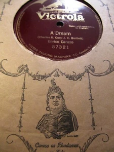 LAST REC 1920 ENRICO CARUSO Picture Sleeve English A Dream Bartlett VICTOR 87321 - Picture 1 of 3