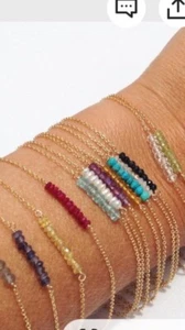 Gemstones Bracelets with Birthstones, 18k Gold Filled or 925 Silver (6-7-8-9) In - Picture 1 of 1