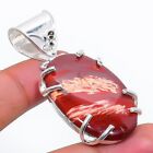 Red Snakeskin Gemstone Handmade Silver Jewelry Pendant 1.97" I206