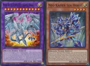 Neo Blue-Eyes Ultimate Dragon SDWD-EN018 + Neo Kaiser Sea Horse Super 1st N Como Nuevo - Imagen 1 de 3