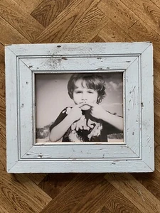One of a kind vintage farmhouse wood distressed frame 8x10 photo - Light Blue - Picture 1 of 3