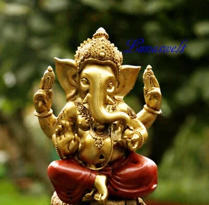 Ganesha Statue goldfarben 14.3x10.5x17.7cm - Bild 1 von 3
