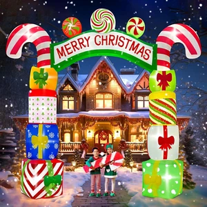 10 FT Christmas Inflatable Archway Gift Boxes Xmas Arch Inflatable Blow up Yard - Picture 1 of 12
