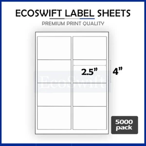 (40000) 4 x 2,5 EcoSwift Láser/Tinta Dirección Envío Etiquetas Adhesivas 8 por hoja - Imagen 1 de 5
