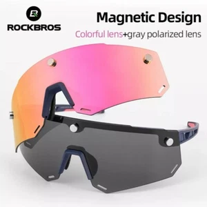 ROCKBROS Double Lens Cycling Polarized Glasses Outdoor Magnetic Split HD Goggles - Picture 1 of 12