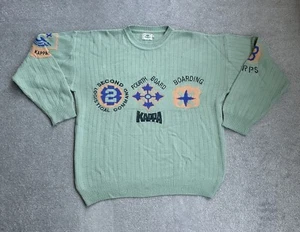 KAPPA Vintage Wolle Pullover Gr. 3XL Sweater 90er Strickpullover Logo 5020 Grün - Bild 1 von 13