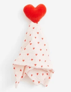 H&M BABY SECURITY Baumwolle Musselin Decke LOVIE BETTDECKE kleine Herzen rot rosa - Bild 1 von 2