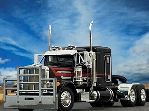 1/64 DCP BLACK/RED/SILVER PETERBILT 379 W/ 63" FLAT TOP SLEEPER - Picture 1 of 5