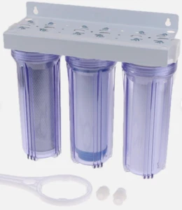 3 Stufen 10” Wasserfiltersystem 3/4” Anschlüsse, PP, GAC, CTO & Clear Housing’s - Bild 1 von 8