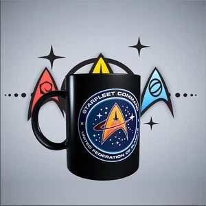 SCIFI - Star Trek - Sternenflottenlogo - 11 oz schwarze Kaffeetasse - Bild 1 von 4