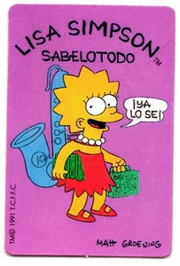 LISA SIMPSON SABELOTODO ¡YA LO SE! CROMO LOS SIMPSONS 1991 BOLLYCAO / PROMOSTAFF - Imagen 1 de 2