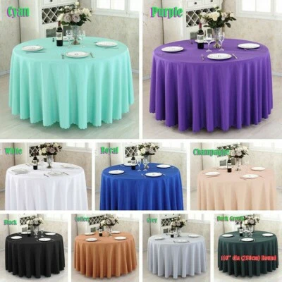 Round Fabric Tablecloth Circular Table Cover Cloth Wedding Party Top Quality - Image 1 of 4