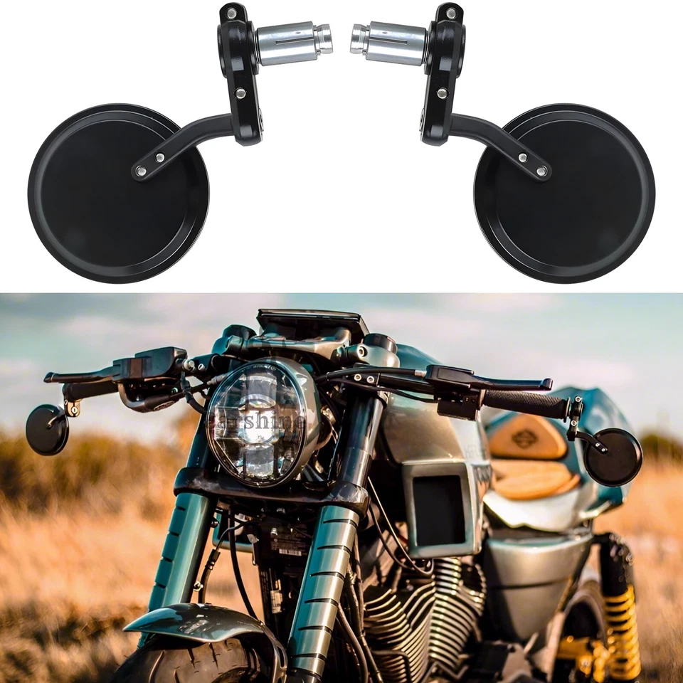 Motorcycle 7/8" Bar End RearView Side Mirrors For Harley Davidson XR750 XR1200 X Foto 1 de 4