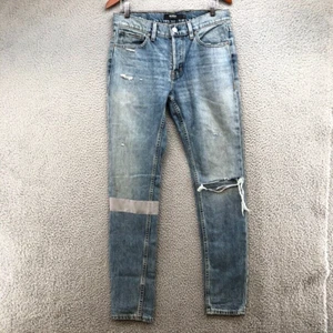 Hudson AXL Skinny Jeans Mens 31 Blue Denim Mid Rise Distressed Ripped Light Wash - Picture 1 of 20