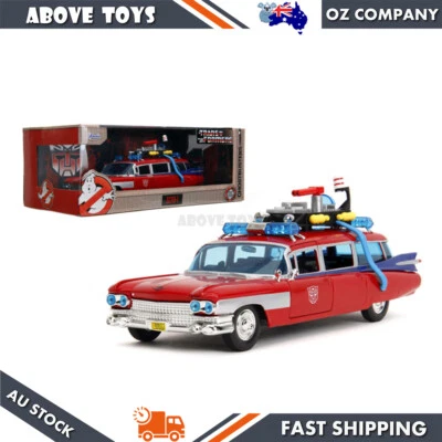 Jada 1:24 Transformers Ghostbusters ECTO-1 X Optimus Prime Mash-up Diecast Car - Image 1 of 4