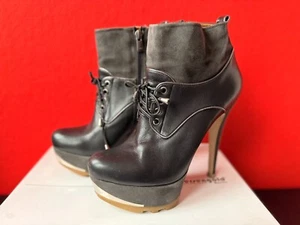FERSENGOLD Berlin 1819.12 Leder Wildleder Plateau Stiefelette Schwarz Grau 40 - Bild 1 von 10