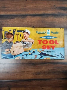 Vtg 1960's 70s Handy Andy Tool Set Metal Box Skil-Craft Blue Diamond - Picture 1 of 4