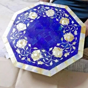 30" Schwarz Marmor Mopp Lapis Stein Couchtischplatte Blumen Intarsien Kunst Wohndeko - Bild 1 von 8